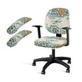 thumbnail image 1 of SCRAWLGOD Universal Computer Chair Slipcover with Arm Covers 4 Pieces Set Dustproof Non-Slip Desk Chair Cover Stain Resistant Gaming Chair Protector, Dragonfly Bohemian Flowers, 1 of 7