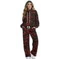 thumbnail image 1 of SCRAWLGOD Valentine's Day Decor Heart Arrow Print Red Black Women's 2 Piece Outfits Casual Pullover Sweatshirt Wide Leg Lounge Set Trendy Sweatsuit Turtleneck Lounge Set for Casual Wear, XS, 1 of 7