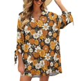 thumbnail image 1 of SCRAWLGOD Vintage Hibiscus Flower 3/4 Sleeve T Shirts for Women Size 2XL Women's Blouses & Button Up Shirts for Going Out Summer Cardigan Jacket for Women, 1 of 7