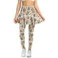 thumbnail image 1 of SCRAWLGOD Yoga Leggings with Skirt for Women Stylish Comfortable Athletic Skorts Pocket Elastic Sporty Clothing for Vacation Exercising Pilates, Capybara Flowers Orange Love Beige, XS, 1 of 7