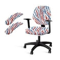 thumbnail image 1 of SCRAWLGOD Zebra Print American Flag Set of 4 Stretch Computer Chair Slipcover with Arm Rest Protector Removable Gaming Chair Covers Dustproof Washable Desk Chair Seat Cover, 1 of 7