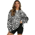 thumbnail image 1 of SCRAWLGOD Zebra Print Black White Women Oversized Crewneck Sweatshirt Long Sleeve Pullover Tops Drop Shoulder Casual Trendy Workout Clothes with Pockets, XXL, 1 of 7