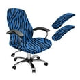 thumbnail image 1 of SCRAWLGOD Zebra Print Blue Stretchable Office Chair Cover with Arm Rest Slipcovers Removable Gaming Chair Cover Crease Resistant Swivel Chair Protector, Set of 3, L, 1 of 7