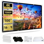 SCREENMAX Projector Screen 100 inch, 16:9 4K HD Movie Portable Projector Screen Indoor Outdoor，Double Sided Projection for Home Theater