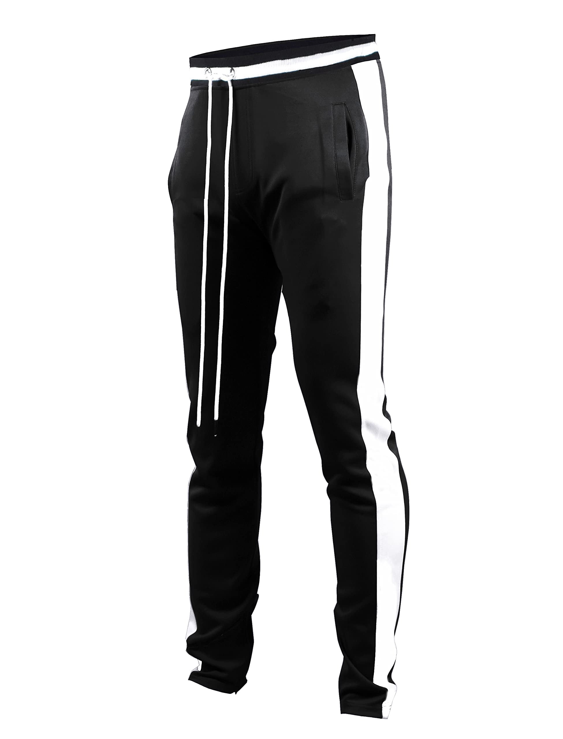 SCREENSHOTBRAND-S41700 Mens Hip Hop Premium Slim Fit Track Pants - Athletic  Jogger Bottom with Side Taping-Black-Medium