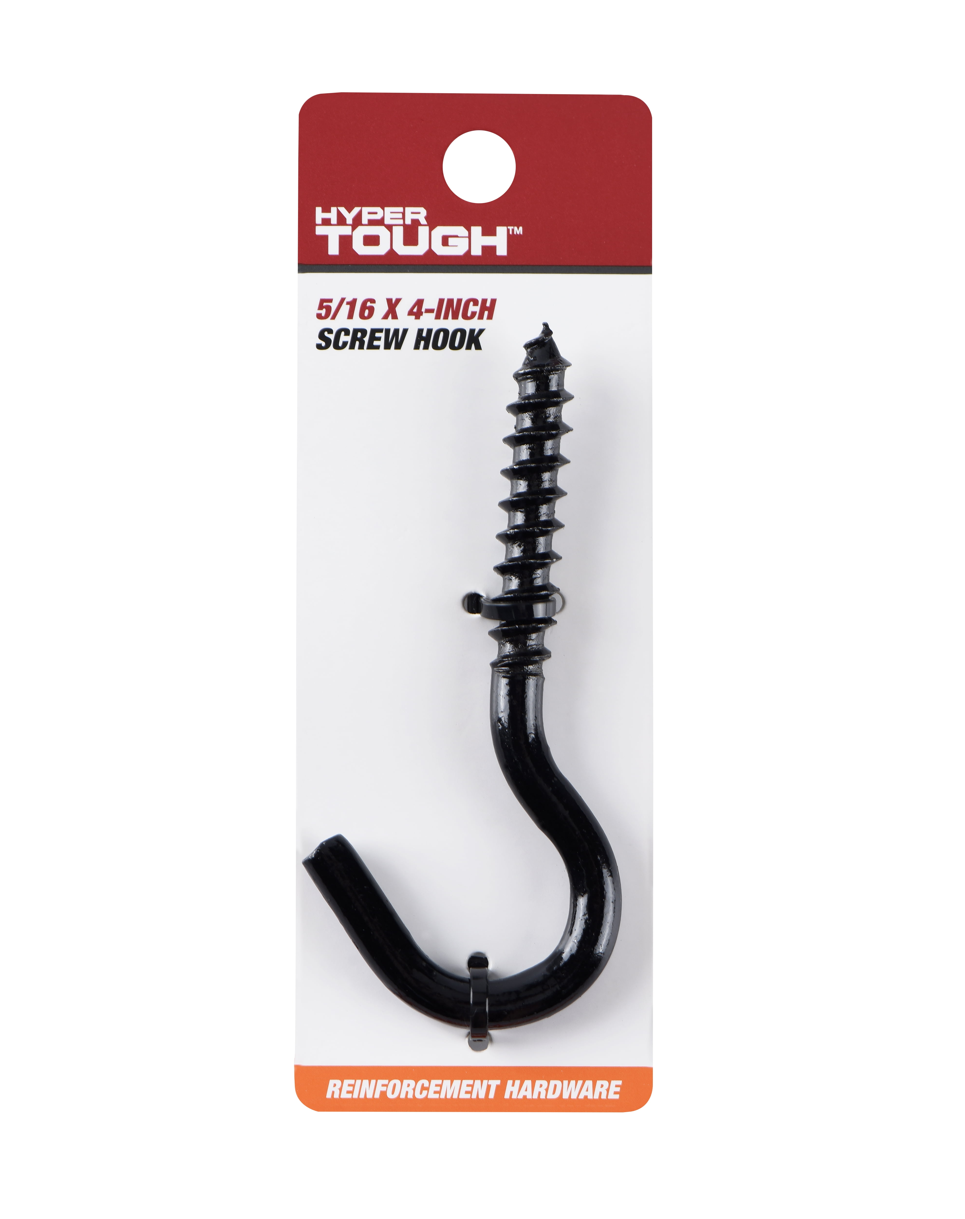 Hyper Tough Steel Screw Hook 5/16 inch x 4 inch Black