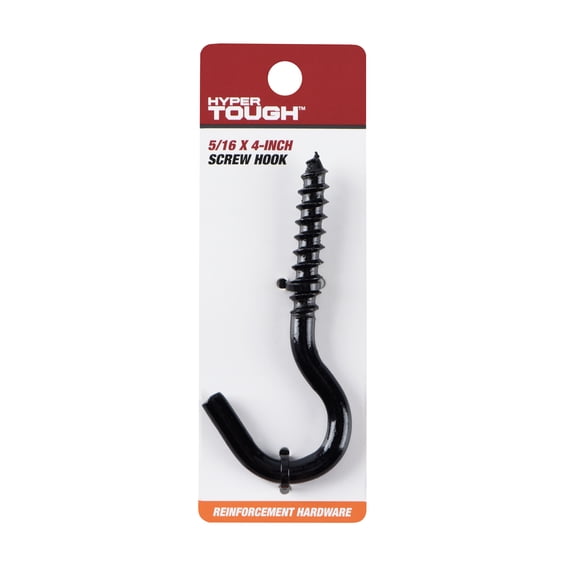 Hyper Tough Steel Screw Hook 5/16 inch x 4 inch Black