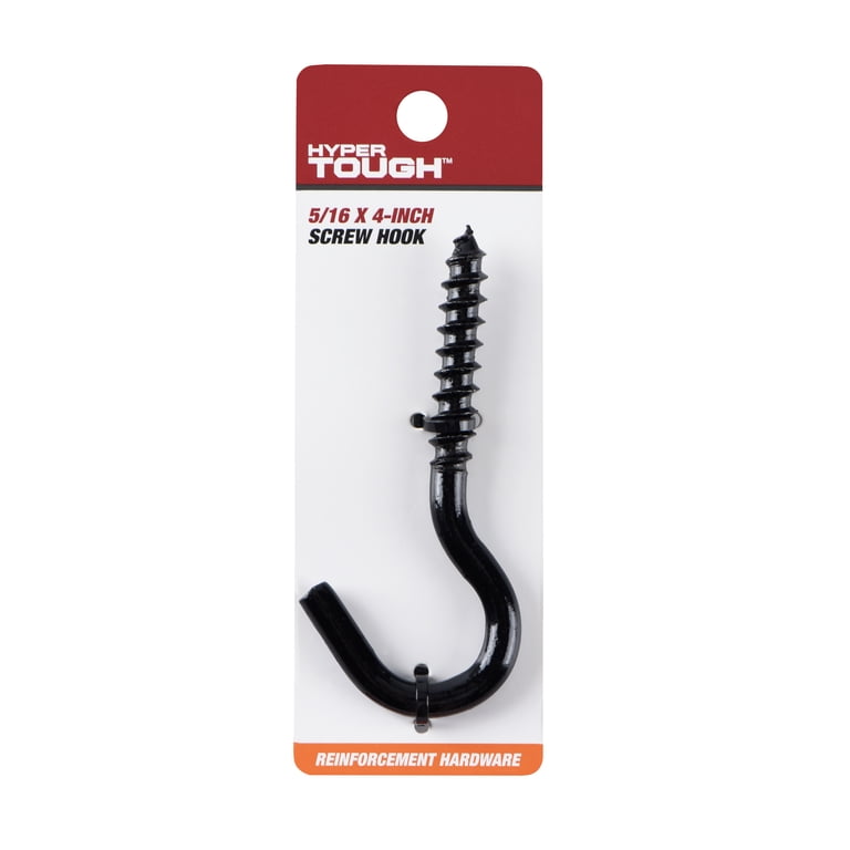 Hyper Tough Steel Screw Hook 5/16 inch x 4 inch Black - Walmart.com