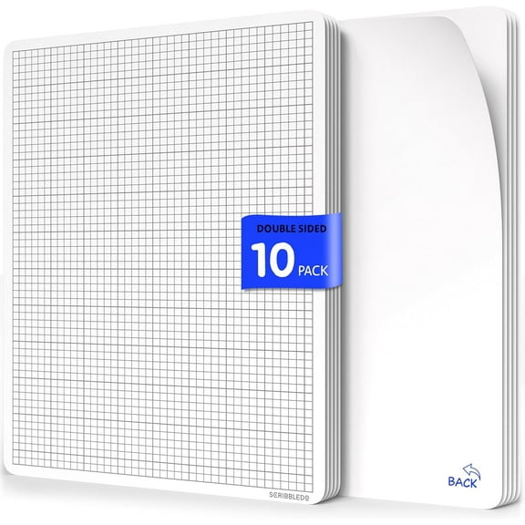 SCRIBBLEDO Small Grid Dry Erase Sheets 9x12 Math Practice Small White Board Sheets Math Manipulatives Quad Graph Whiteboard Sheets Math Supplies Homeschool Teacher Students Classroom Pack of 10