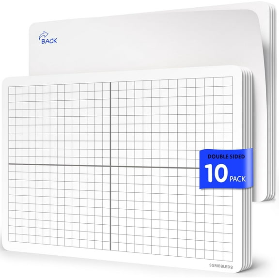 SCRIBBLEDO XY Graph Dry Erase Sheets 9x12 Math Practice Small White Board Dry Erase Sheets Math Manipulatives Grid Whiteboard Sheets Math Supplies Homeschool Teacher Students Classroom Pack of 10