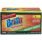 Brillo Scrubber Sponge Estracell Heavy Duty - 3 Pack, Green