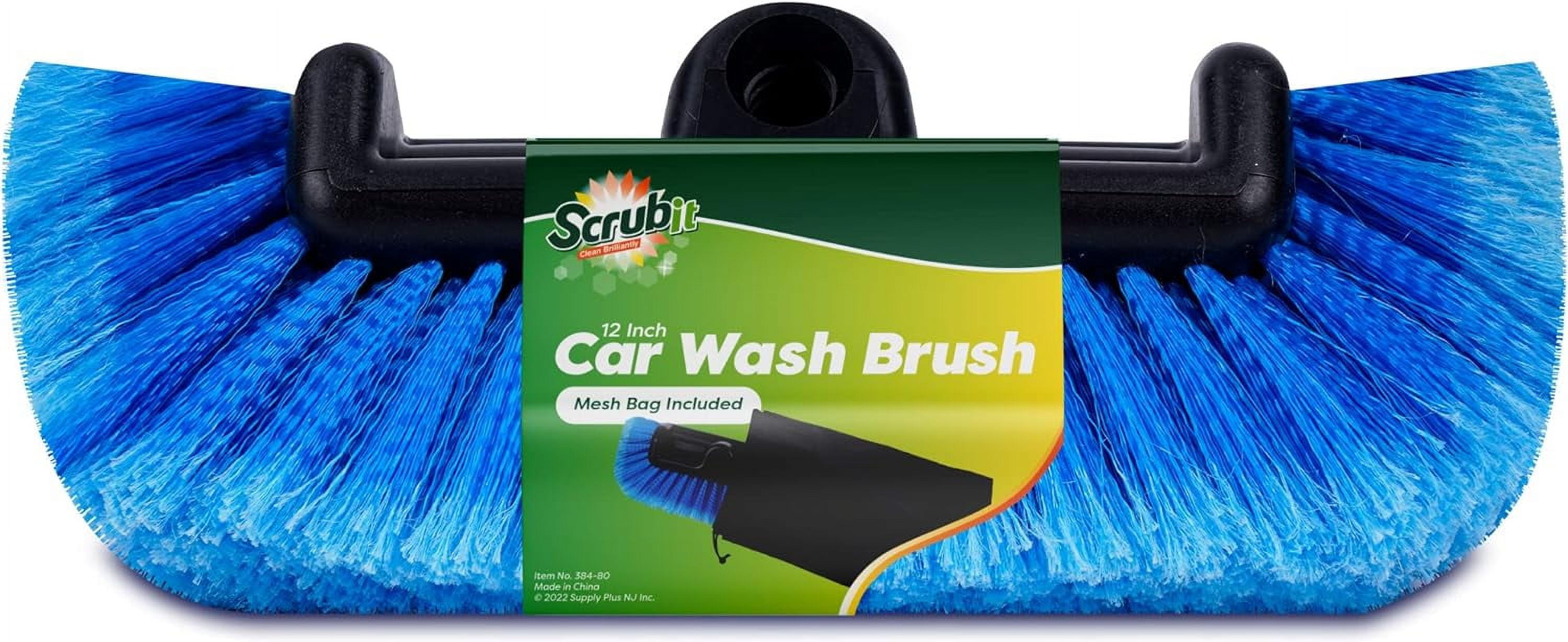 SCRUBIT Car Wash Brush Non-scratch Soft Bristle Cleaning Brush for Cars, Boats, and Decks, Blue