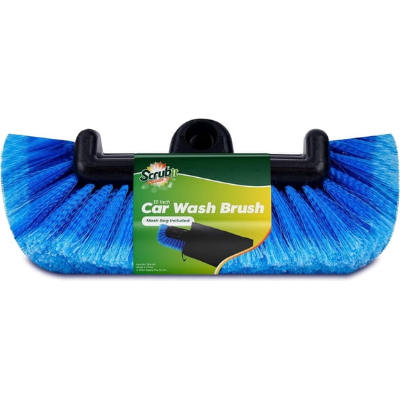 SCRUB-IT Car Wash Brush, Soft Bristle Cleaning Tool for Vehicles, Boats, and Deck Surfaces, Blue