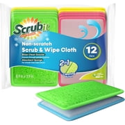 SCRUBIT Cleaning Pads Dual Sided Scouring Pad and Dish Sponge for Utensils and Cookware, 12 Pack