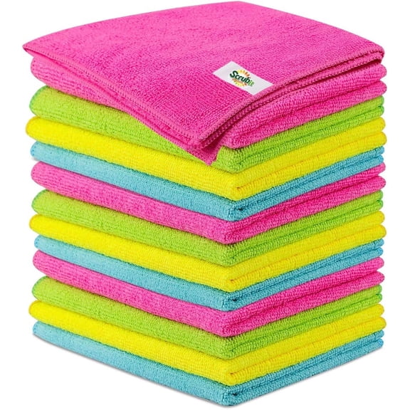 Scrubit Microfiber Cleaning Cloth Lint, Ultra Absorbent, 12 Pack