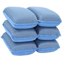 Miracle Microfiber Kitchen Sponge by Scrub-It (6 Pack) - Non-Scratch Heavy Duty Dishwashing Cleaning sponges- Machine Washable- (Blue)