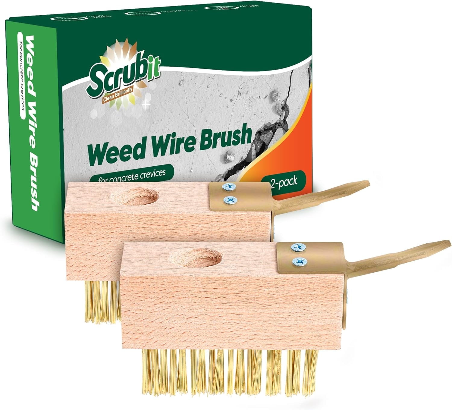 SCRUBIT Moss & Weed Remover Wire Brush & Grout Removal Tool for