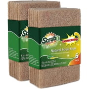 SCRUBIT Natural Scouring Pads Non Scratch Scrubbing Pads for Pots & Kitchen, 12-Pack