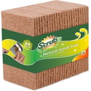 SCRUBIT Natural Scrub Pads, Non Scratch Cleaning Sponges with Natural Sisal Fibers, 24-Pack