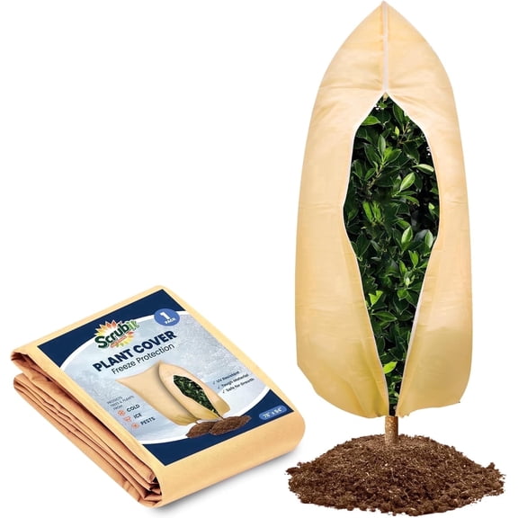 SCRUBIT Plant Covers, Freeze Protection Frost Cloth, Non-Woven Fabric, 78 x 94 in, Beige, 1 Pack