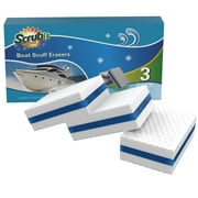 SCRUBIT Premium Boat Cleaner Sponge Set Boat Scuff Eraser Pads for Easy Cleaning - Boating Accessories for Removing Tough Dirt, Grime and Black Streak Deck Marks [3 Pack]