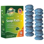 SCRUBIT Steel Wool Soap Pads Heavy Duty Scrubbing Pads for Pots, Pans & Kitchenware, 18-Pack
