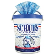 SCRUBS 42272 In-A-Bucket 10 in. x 12 in. Cloth Hand Cleaner Towels Blue/White (72/Bucket)