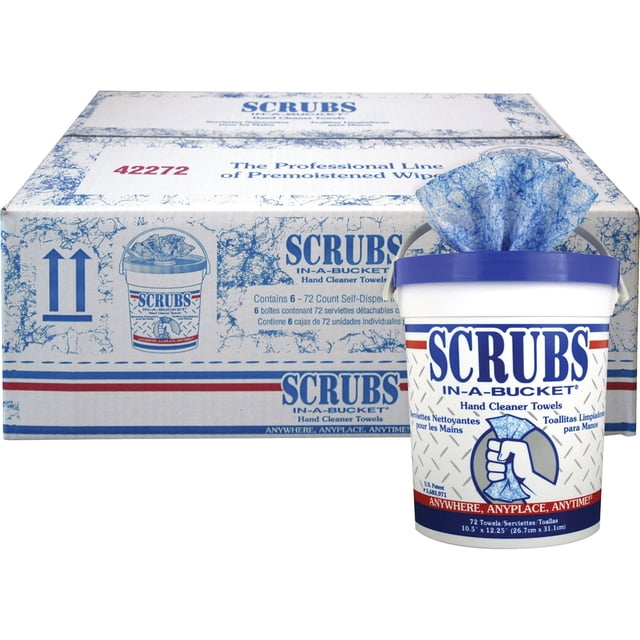 SCRUBS 42272 In-A-Bucket 10 in. x 12 in. Hand Cleaner Towels (6 Buckets ...