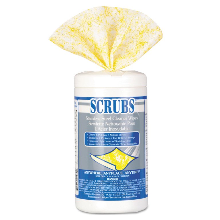 Scrubs Stainless Steel Cleaner Towels, 30-canister, 6 Canisters-carton