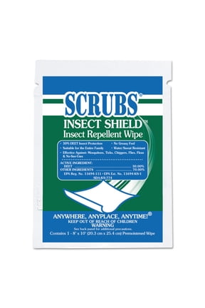 Insect Shield Insect Repellent Wipes, 8 x 10, White, 100/Carton