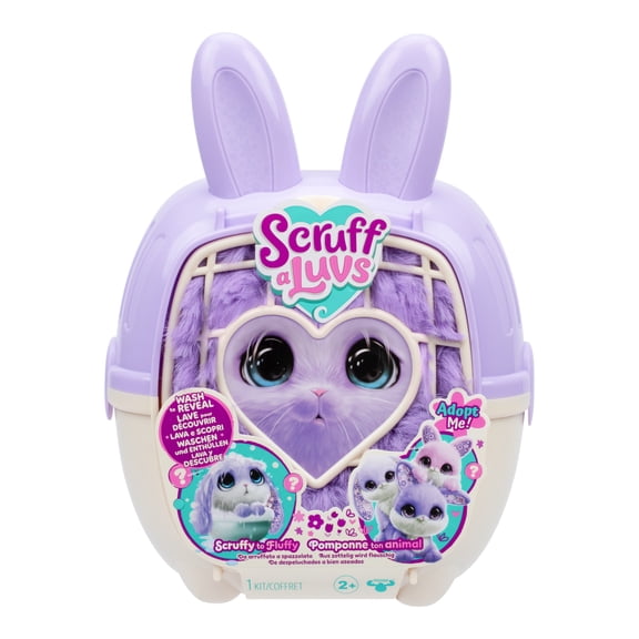 ScruffaLuvs Bunny Scruffs Mystery Plush Toy, 5.5" Tall, Wash to Reveal a Bunny Scruff, Includes Deluxe Pet Carrier, Ages 2+