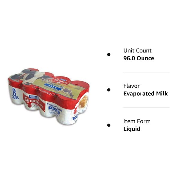 SCS Carnation Evaporated Milk 12 oz. cans 8 pk.pprc