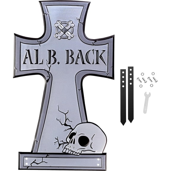 SCS Direct 3D Metal Halloween Ghost Tombstone-AL B Back-(Large 17" w Steaks)-Durable, Weather Rust Proof, UV Printed- Lawn Decor- No Flimsy Foam Graveyard Headstones