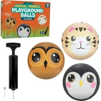 SCS Direct Animal Rubber Playground Balls 8.5" with Pump (3 Pack) - Owl, Cat, Penguin - Great for Dodgeball, Kickball, Indoor/Outdoor Games Accessories, Gaga Ball, School, Yoga, Sport