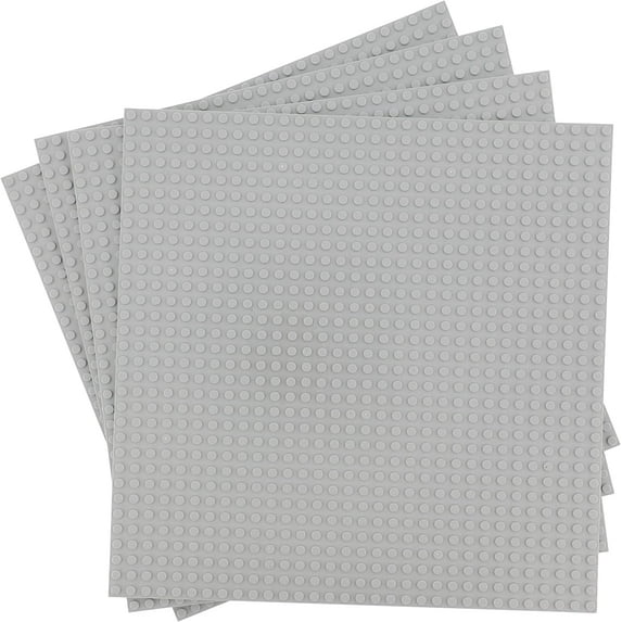 SCS Direct Brick Building Base Plates - Large 10x10" Gray Base Plates (4pcs) - Dual Side Connectivity, Tight Fit w All Brands