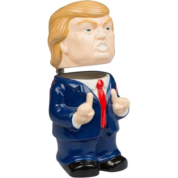 Donald 2025 Presidential Ceramic 3-D Figural 22oz Stein with Pewter Toupee Lid- X-Large Mug- Not Endorsed By Democratic Party - Unofficial Parody Presidential Stein