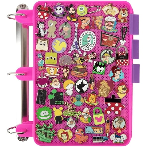 SCS Direct Enamel Pin Display Pages (Pack of 1) Display and Trade Your Collectible Pins in Any 3-Ring Binder - Pages Lay Flat With Pinbacks and NO Sagging! (Pink - Pins Not Included)