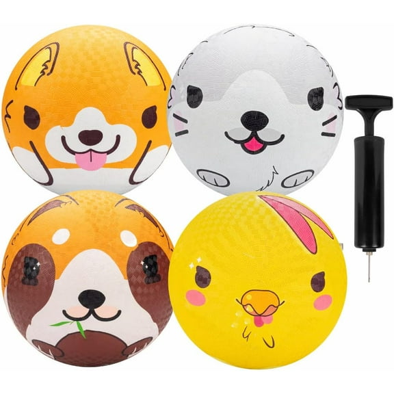 SCS Direct Gaga Pet Themed Playground Balls (8.5 inches) w Air Pump- Durable Rubber Pack for Recess Dodgeball, Kickball, Gagaball Official Play & School - Fun Summer Outdoor Toy for Kids