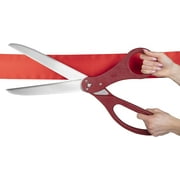 SCS Direct Giant Ribbon Cutting Scissor Set with Red Ribbon Included - 25" Extra Large Scissors - Heavy Duty Metal Construction for Grand Openings