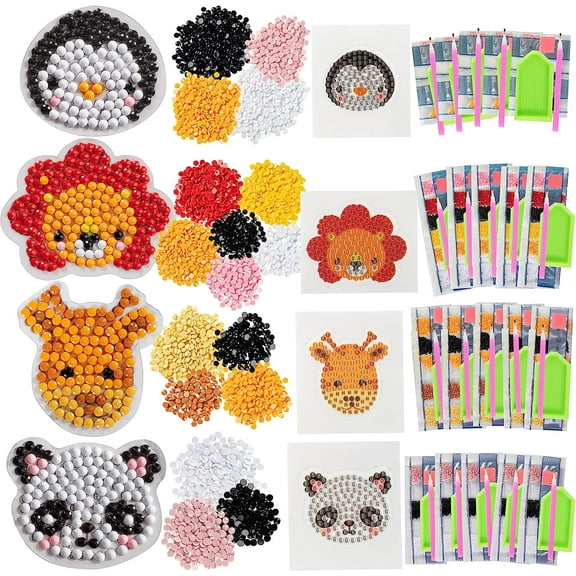 SCS Direct Kids Birthday Party Diamond Gem Painting Craft Favor Kits -Zoo Buddies- 20 Individually Packaged, All-in-One Packs for Boys & Girls -Fun & Unique Gem Classroom Art Project Activity Gift