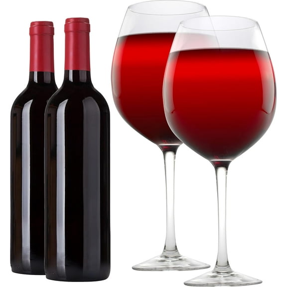 SCS Direct Oversized XL Giant Wine Glass (33.5oz ea)- Set of 2 - Each Holds a Full Bottle of Wine - Extra Large Glassware for Parties, Hosting & Gift Ideas