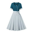thumbnail image 1 of SCSAlgin 1950s Dresses for Women Vintage Rockabilly Retro Short Sleeve Tie Midi Dress Cocktail Party Evening Prom Gown, 1 of 7