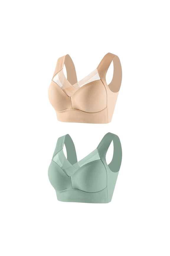 2 PC Bras for Women No Underwire Push up Full Coverage Support Liftup Lace Bralette Sexy Soft Comfort Everyday Bra