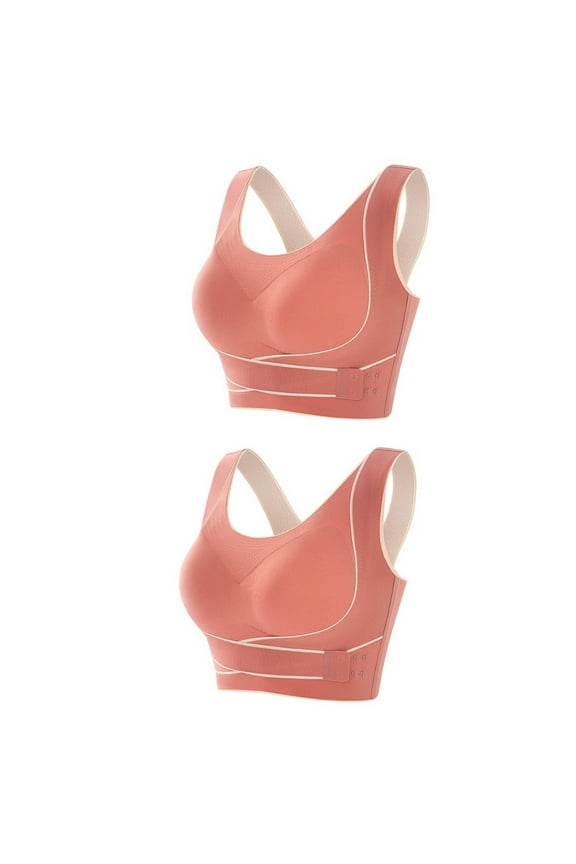 2PC Comfort No Underwire Racerback Bras for Women Padded Wireless Support Bra Everyday Full Coverage
