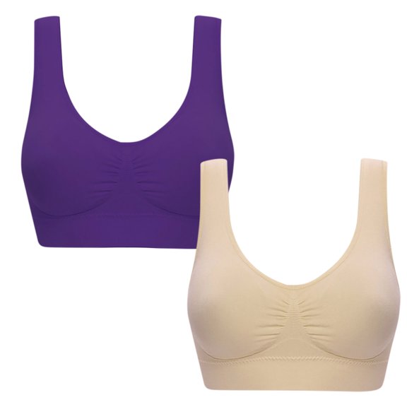 SCSAlgin 2PC Women's Comfort Workout Sports Bra Low-Impact Activity Sleep Bras