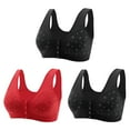 thumbnail image 1 of SCSAlgin 3 PC Bra for Seniors Front Closure Bras for Older Women Comfortable Convenient Front Close Button Cotton Bras, 1 of 4