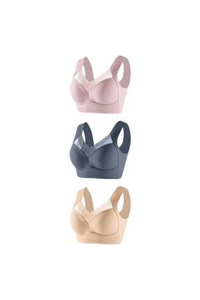 3 PC Bras for Women No Underwire Push up Full Coverage Support Liftup Lace V Neck Bralette Soft Comfort Everyday Bras