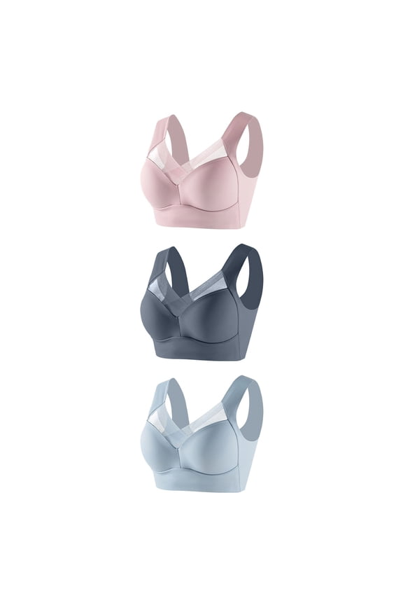 3 PC Bras for Women No Underwire Push up Full Coverage Support Liftup Lace V Neck Bralette Soft Comfort Everyday Bras