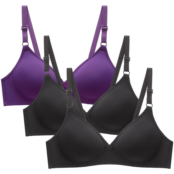 SCSAlgin 3 PC Bras for Women Seamless Wire Free Underwear Smooth Cups Full Coverage Lightly Lined Padding Comfort Bra