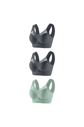 3 PC Posture Correcting Bra Women's Wireless Breathable Comfortable Bras Full Back Cover Plus Size Bra